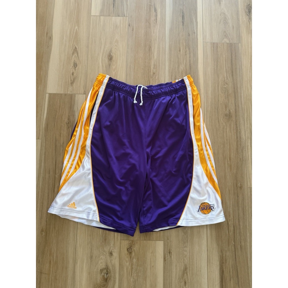 Vintage Y2K Los Angeles Lakers Lined Basketball Adidas Shorts Men's 2XL 90s